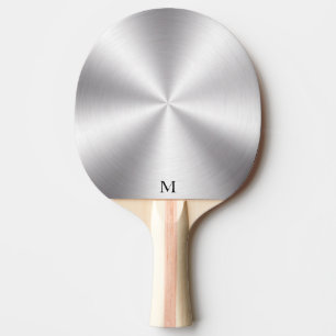 Shiny Metallic Silver Struktur Monogram Pingisracket