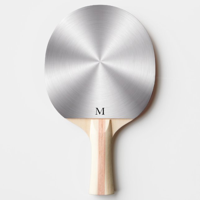 Shiny Metallic Silver Struktur Monogram Pingisracket (Framsidan)