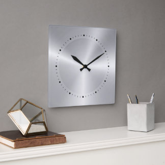 Shiny Metallic Silver Struktur-Stainless Steel-uts Fyrkantig Klocka