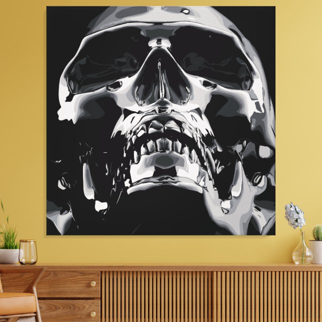 Shiny Metallic Skull Artwork Canvastryck (Insitu (Vardagsrum))