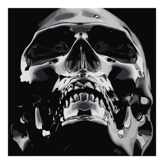 Shiny Metallic Skull Artwork Fototryck (Framsidan)