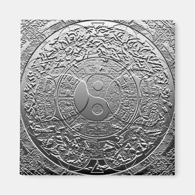 Shiny Metallic Steel Metall Titta Yin Yang Magnet (Framsidan)