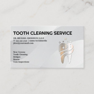 Shiny Metallic Tooth Logotyp Tandvård Visitkort