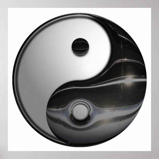 Shiny Metallic Yin och Yang Symbol Poster (Framsidan)