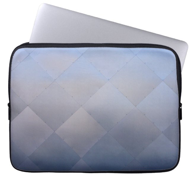 Shiny Modern Checkated Metall Blue Laptop Fodral (Framsidan)