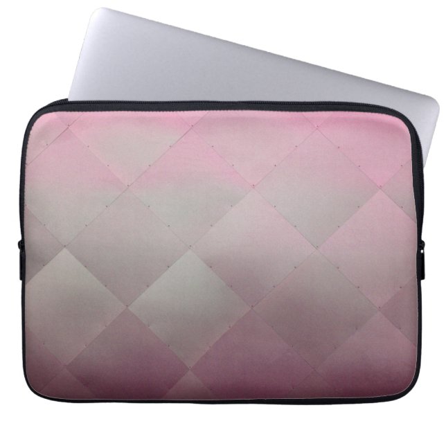 Shiny Modern Checkated Metall Rosa Laptop Sleeve (Framsidan)