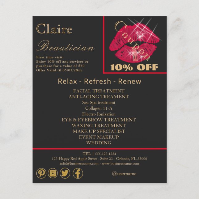 Shiny, mousserande Red Läppar Reklam Flygblad (Framsidan)