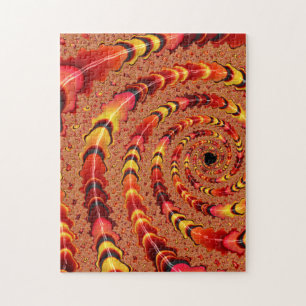 Shiny Orange och Gult Spiral Fractal Abstrakt Pussel