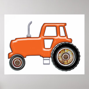 Shiny Orange Tractor Poster