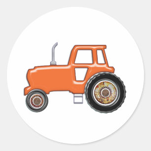 Shiny Orange Tractor Runt Klistermärke