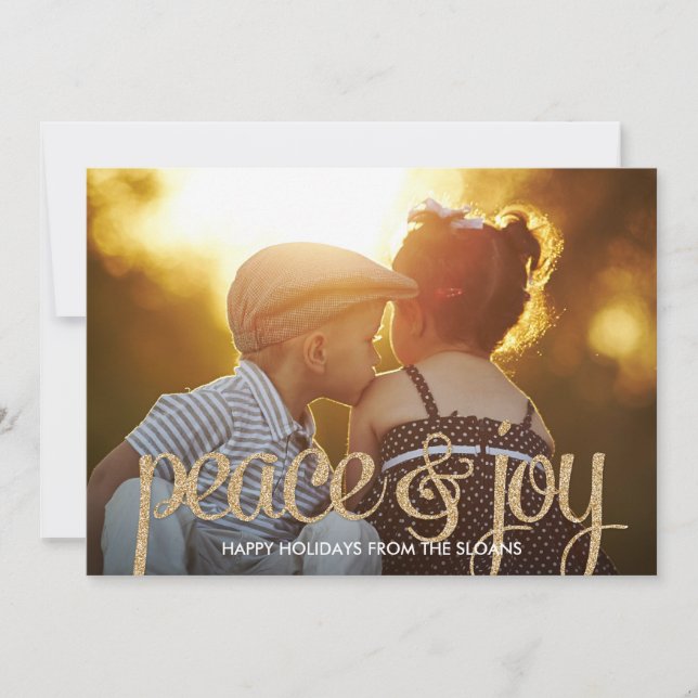 Shiny Peace & Joy Helgdag Photo Card Julkort (Framsida)