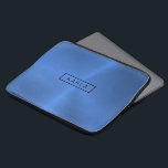 Shiny-polerad blå metallbakgrund laptop fodral<br><div class="desc">Elegant modern blå toner polerad metallisk struktur-utskrift. Valfritt monogram.</div>