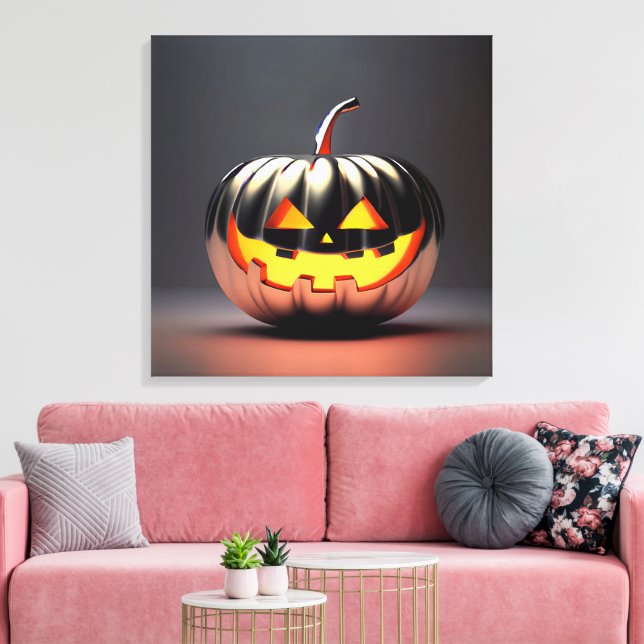 Shiny Pumpkin Halloween Canvastryck (Insitu (Vardagsrum))