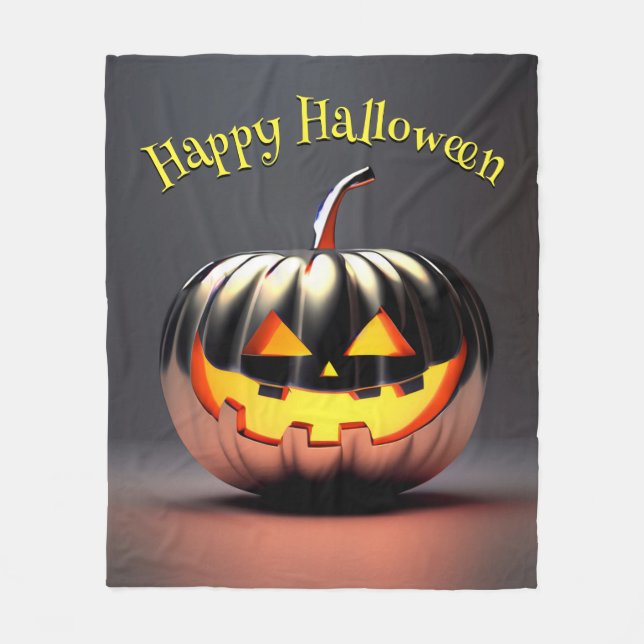 Shiny Pumpkin Halloween Fleecefilt (Framsidan)
