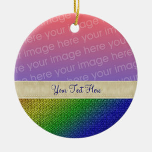 Shiny Rainbow Rand Ditt fotonamn Julgransprydnad Keramik