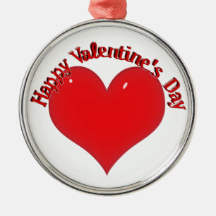 Shiny Red Heart Valentine Julgransprydnad Metall