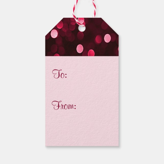 Shiny Red jul Ljus Bokeh God jul Presentetikett (Baksidan)