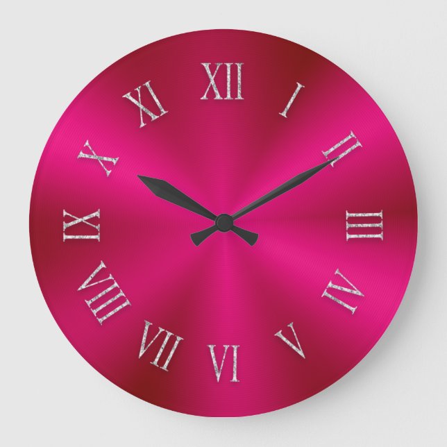 Shiny Red Metallic Clock med romerska siffror Stor Klocka (Framsida)