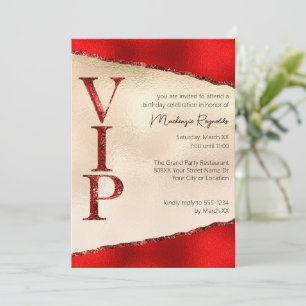 Shiny Red och Guld Glamous VIP Party Inbjudningar