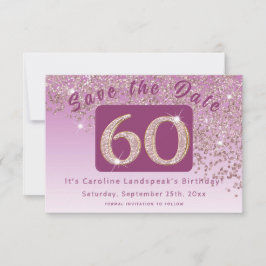 Shiny Ro Guld Glitter under 60:e födelsedagen Spara Datumet