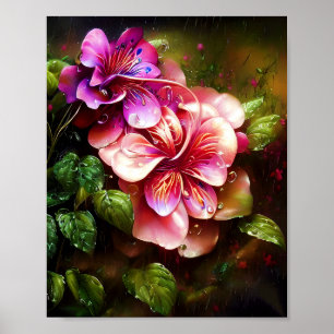 Shiny rosa blommor poster