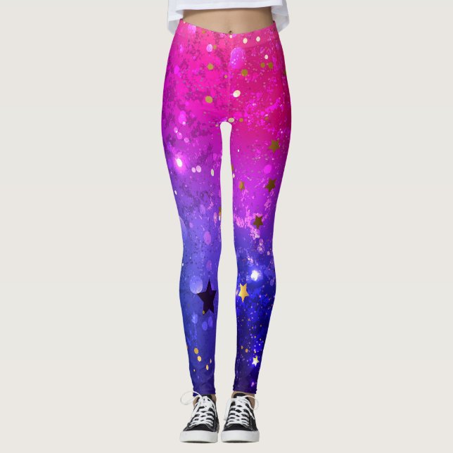 Shiny Rosa Blue Background Leggings (Framsida)