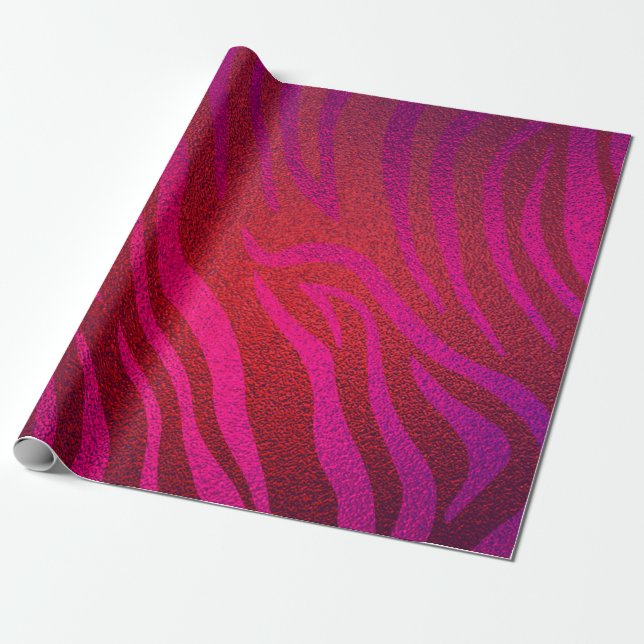Shiny Rosa Glam Zebra Animal Print Girly Party Presentpapper (Utrullad)