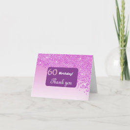 Shiny Rosa Glitter, 60:e födelsedagen Tack Kort