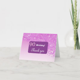Shiny Rosa Glitter, 90:e födelsedagen Tack Kort