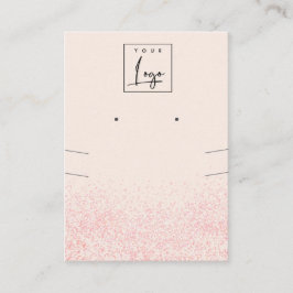 Shiny  Rosa Glitter Struktur Earring Necklace Visitkort