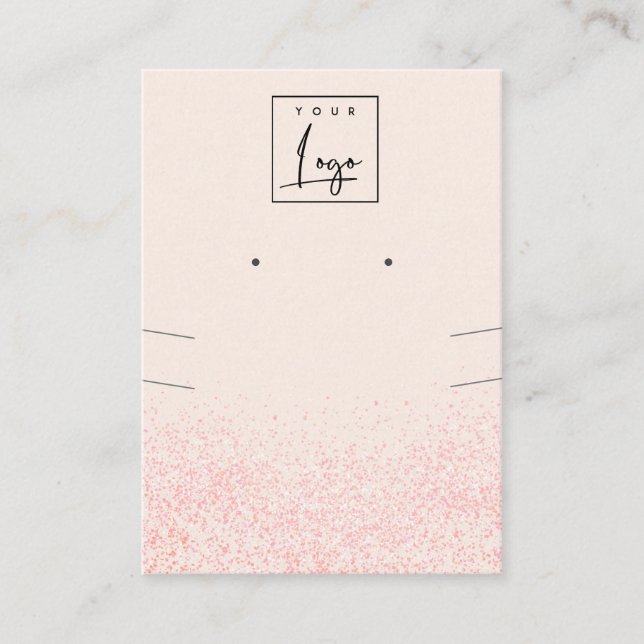 Shiny  Rosa Glitter Struktur Earring Necklace Visitkort (Framsida)