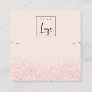 Shiny Rosa Glitter Struktur Necklace Visning Fyrkantigt Visitkort