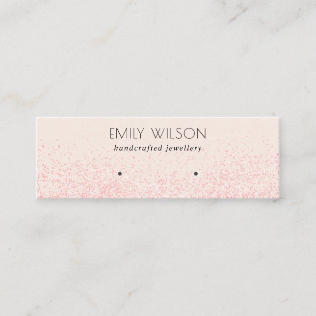 Shiny  Rosa Glitter Struktur Öarring Visning vid  Mini Visitkort (Framsida)