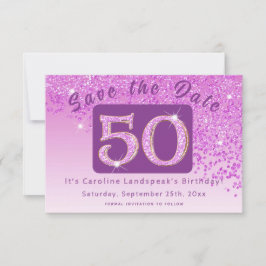 Shiny Rosa Glitter under 50:e födelsedagen Spara Datumet