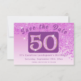 Shiny Rosa Glitter under 50:e födelsedagen Spara Datumet
