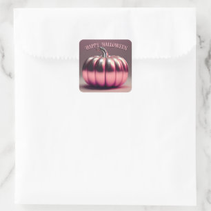 Shiny Rosa Pumpkin Fyrkantigt Klistermärke