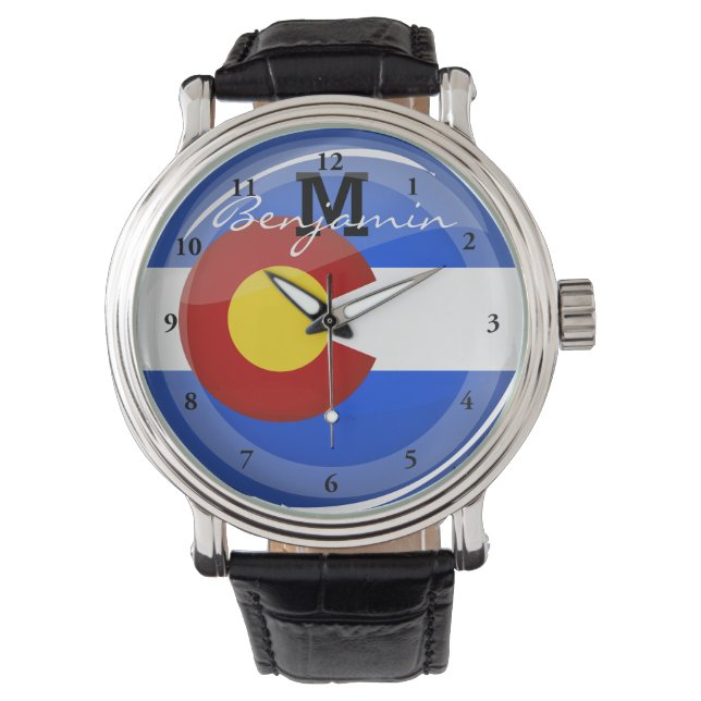 Shiny Round Colorado Flagga Armbandsur (Framsida)