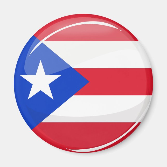 Shiny Round Puerto Rican Flagga Magnet (Framsidan)