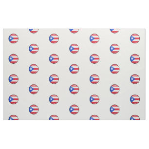 Shiny Round Puerto Rican Flagga Tyg