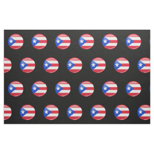 Shiny Round Puerto Rican Flagga Tyg