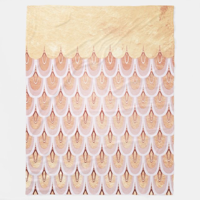 Shiny Salmon Rosa Glitter Sjöjungfru Fish Scales Fleecefilt (Framsidan)