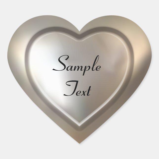 Shiny Silver Hjärtformat Klistermärke (Framsida)