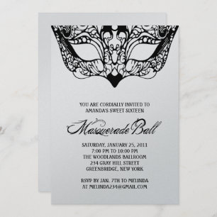 Shiny Silver maskerade inbjudningar