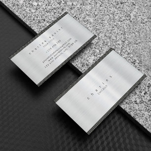 Shiny Silver Metall Brushed Stainless Struktur Visitkort