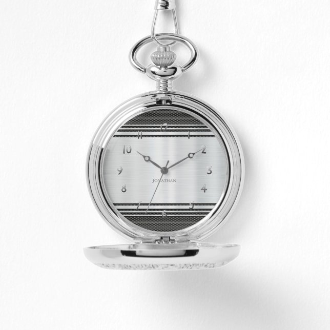 Shiny Silver Modern Geometric ​ Mechanic Anpassnin Armbandsur (Framsida)