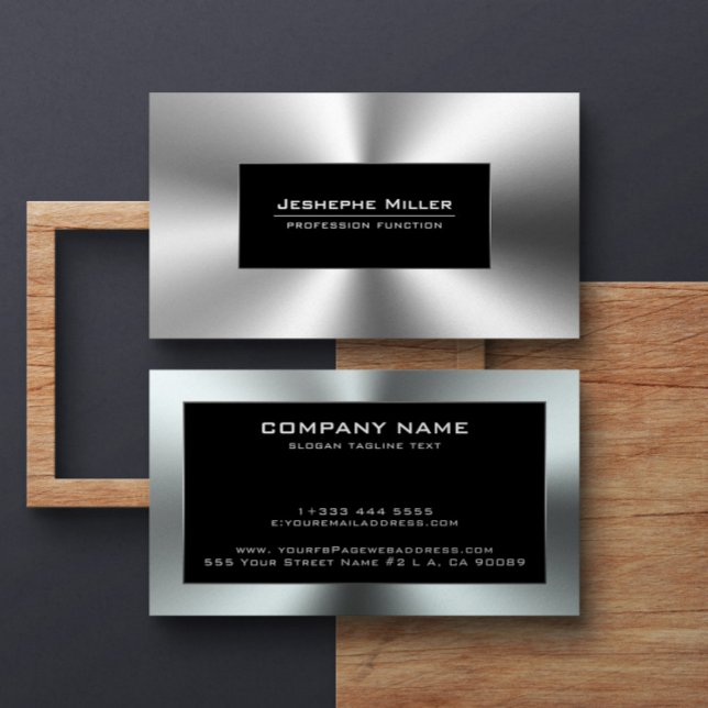 Shiny Silver Tones Stainless Steel-utseende Visitkort (Skapare uppladdad)
