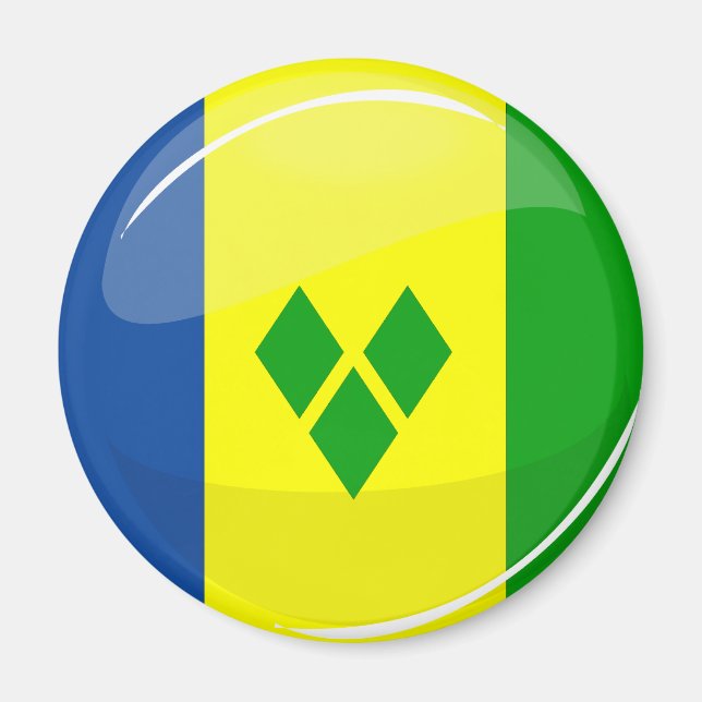 Shiny St Vincent och Grenadines Flagga Magnet (Framsidan)