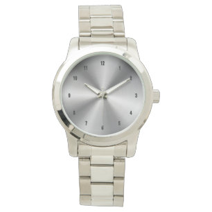 Shiny Stainless Steel Skriv ut bakgrund Armbandsur