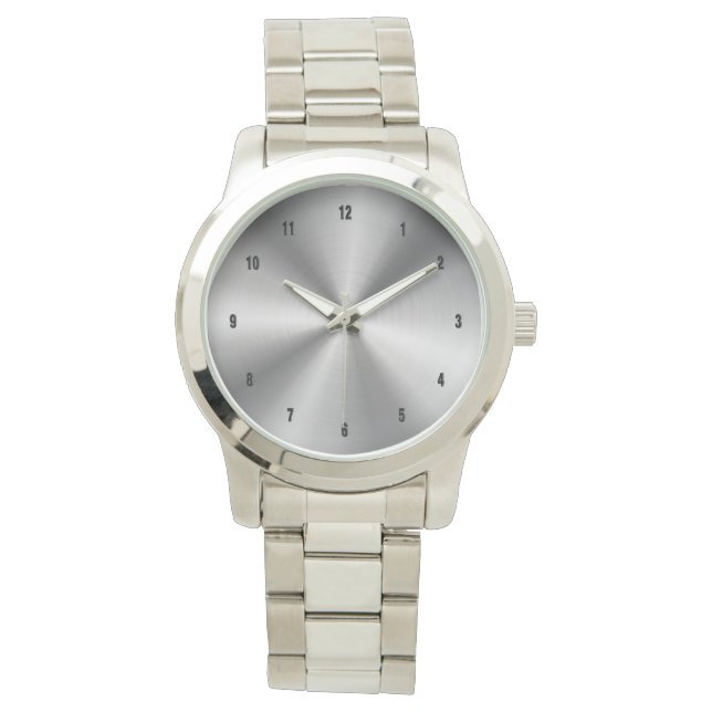 Shiny Stainless Steel Skriv ut bakgrund Armbandsur (Framsida)