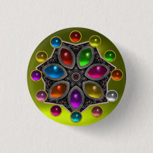 SHINY STAR MED KOLORFUL GEMSTONES Guld Gult Knapp